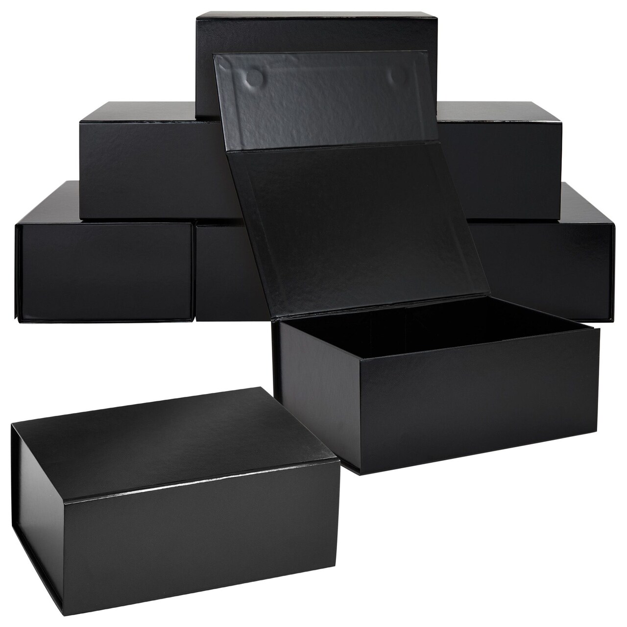 6 Pack Magnetic Gift Boxes with Lids 9.5 x 7 x 4 Inches for Birthday Wedding Groomsman and Bridesmaid Proposal Box Gloss Black